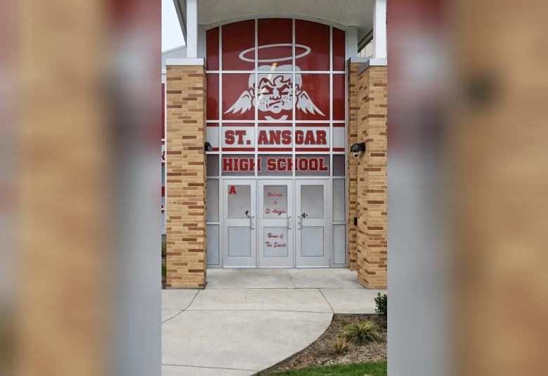 Front entrance of St. Ansgar High School